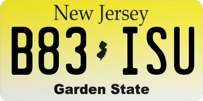 NJ license plate B83ISU