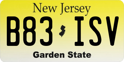 NJ license plate B83ISV