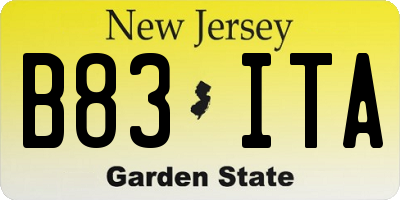 NJ license plate B83ITA