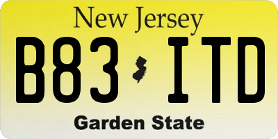 NJ license plate B83ITD