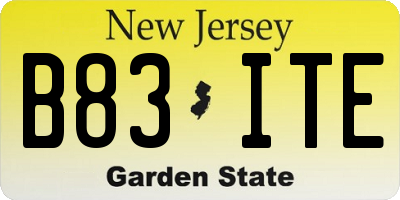 NJ license plate B83ITE