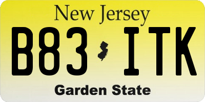 NJ license plate B83ITK