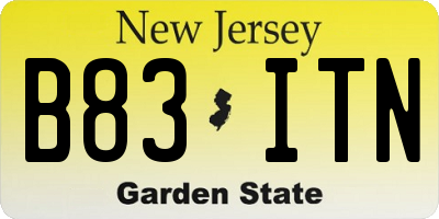 NJ license plate B83ITN