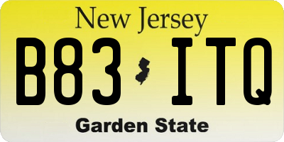 NJ license plate B83ITQ