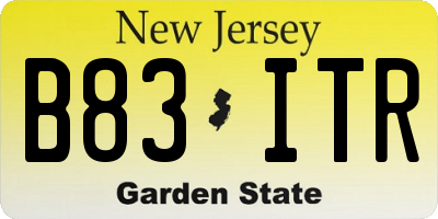 NJ license plate B83ITR