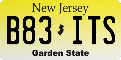 NJ license plate B83ITS