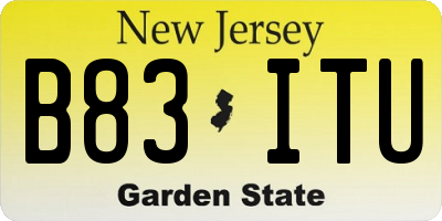 NJ license plate B83ITU