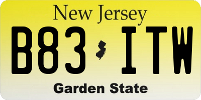 NJ license plate B83ITW