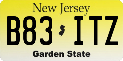 NJ license plate B83ITZ