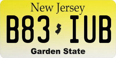 NJ license plate B83IUB