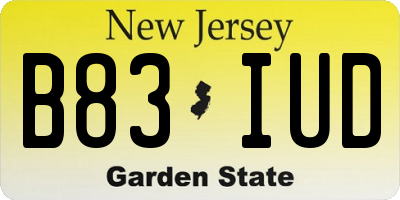 NJ license plate B83IUD