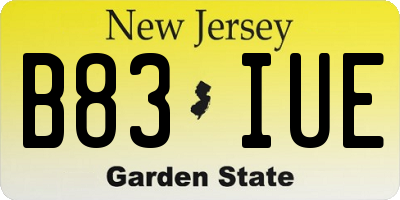NJ license plate B83IUE