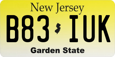 NJ license plate B83IUK