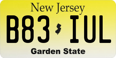 NJ license plate B83IUL