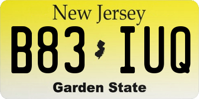 NJ license plate B83IUQ