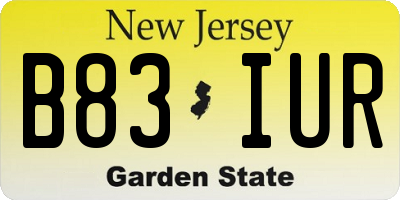 NJ license plate B83IUR