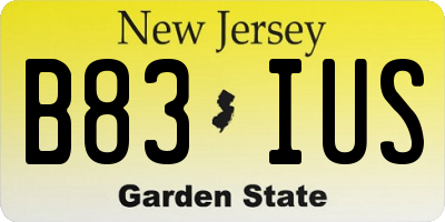 NJ license plate B83IUS