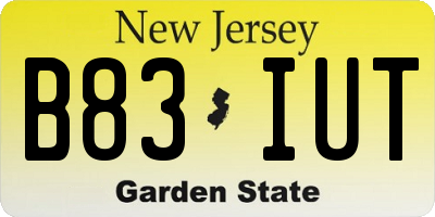 NJ license plate B83IUT