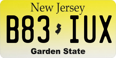 NJ license plate B83IUX