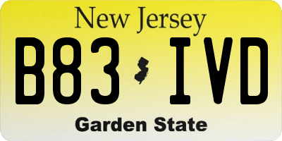 NJ license plate B83IVD
