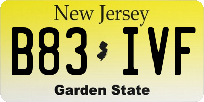 NJ license plate B83IVF