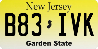 NJ license plate B83IVK