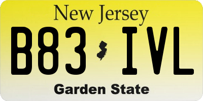 NJ license plate B83IVL