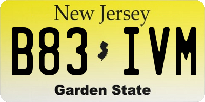 NJ license plate B83IVM