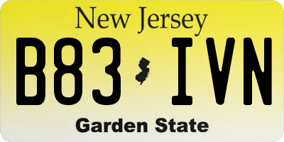 NJ license plate B83IVN