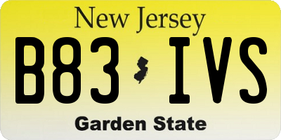 NJ license plate B83IVS