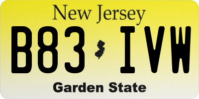 NJ license plate B83IVW