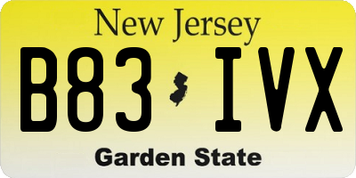 NJ license plate B83IVX