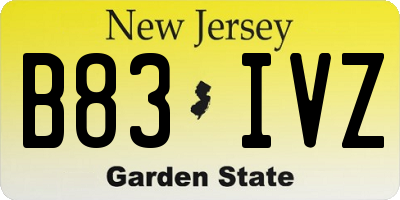 NJ license plate B83IVZ