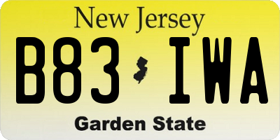 NJ license plate B83IWA