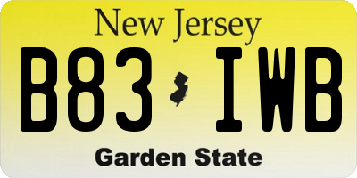 NJ license plate B83IWB