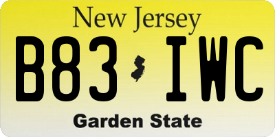 NJ license plate B83IWC