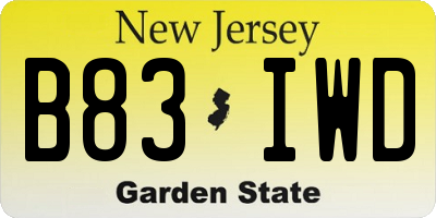 NJ license plate B83IWD