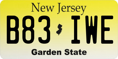 NJ license plate B83IWE