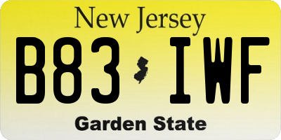 NJ license plate B83IWF