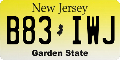 NJ license plate B83IWJ