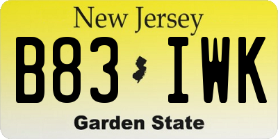 NJ license plate B83IWK