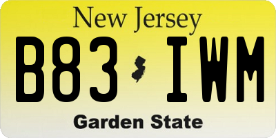 NJ license plate B83IWM