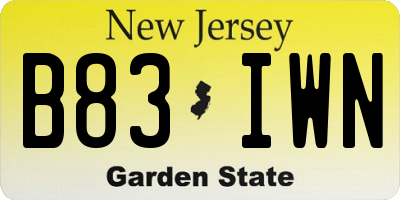 NJ license plate B83IWN