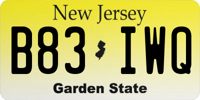 NJ license plate B83IWQ