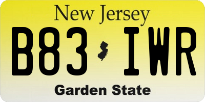 NJ license plate B83IWR