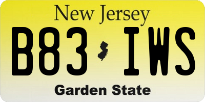 NJ license plate B83IWS