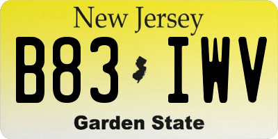 NJ license plate B83IWV