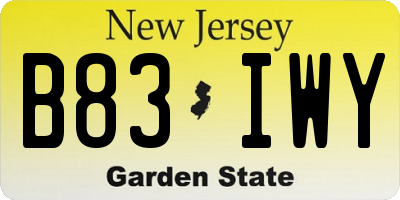 NJ license plate B83IWY