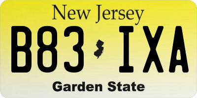 NJ license plate B83IXA