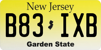 NJ license plate B83IXB